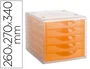 ARCHIVOTEC Módulo de 5 cajones traslúcidos cristal/naranja