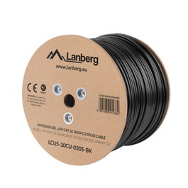 Lanberg LCU5-12CU-0305-BK Bobina Cat.5E UTP RJ45 Sólido 24 AWG Negro 305m