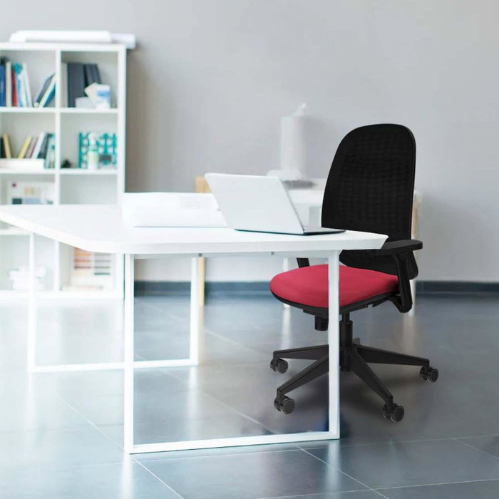 PIQUERAS Y CRESPO Silla de oficina Cilanco con mecanismo Sincro, Tela Lila y Malla Gris