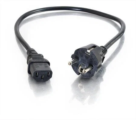 C2G Cable de Alimentación Universal 10m Negro, Conector Macho CEE 7/7 a Hembra IEC 60320 C13, Cable de Poder Moldeado