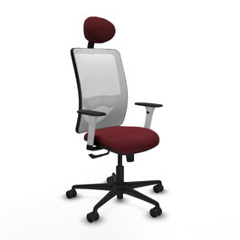 PIQUERAS Y CRESPO Silla de oficina Zulema Granate y Blanco con Mecanismo Sincro