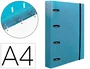Liderpapel Carpeta con Recambio A4 Cuadro 5mm 100 Hojas 80g Polipropileno 4 Anillas 40mm Celeste Opaco