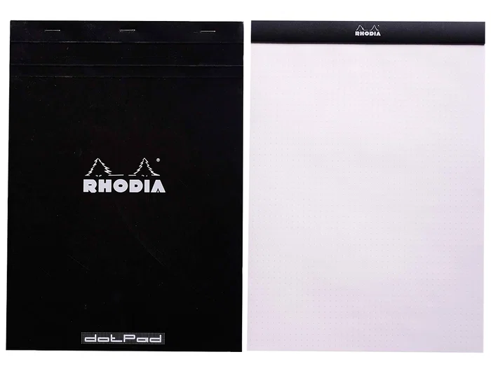 Rhodia Bloc Notas Black Dot Pad DIN A4 80 Hojas 80 g/m² Liso con Puntos Negros 5 mm Perforado