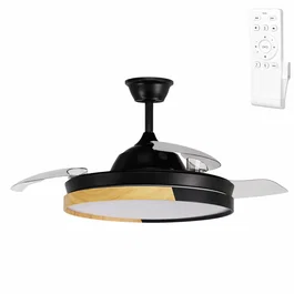 Ventilador DC Negro/Haya 72W 7200lm 3000-4000-6000k 4 Aspas 6 Velocidades Mando a Distancia