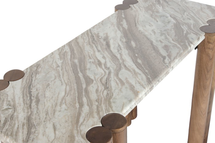 DKD Home Decor Consola Toronto Marble Moderna Marron Mango y Marmol 53 x 75 x 120 cm