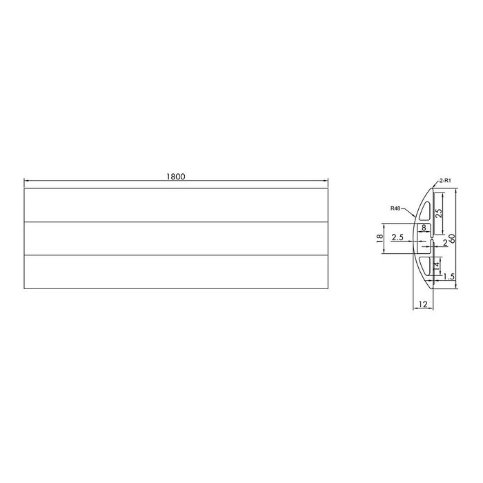 ROLINE Panel guíacables TPE 1800x60x12mm