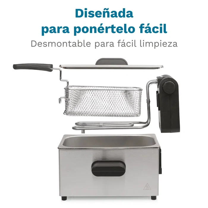 Grunkel FRYPRO-3SS Freidora de Aceite 2000W 3L Sencillo Independiente Acero Inoxidable con Control de Temperatura 190°C Tazón Extraíble
