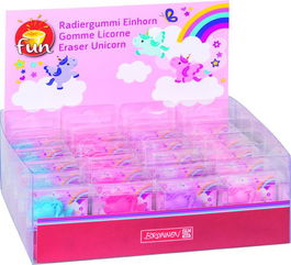 Goma De Borrar Brunnen Fun 3D Unicornio Surtido Expositor De 20 (4 Col.)