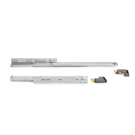 Emuca Juego de guías ocultas para cajones Silver, de extracción total, con cierre suave y enganche, profundidad 440mm, Acero, Cincado