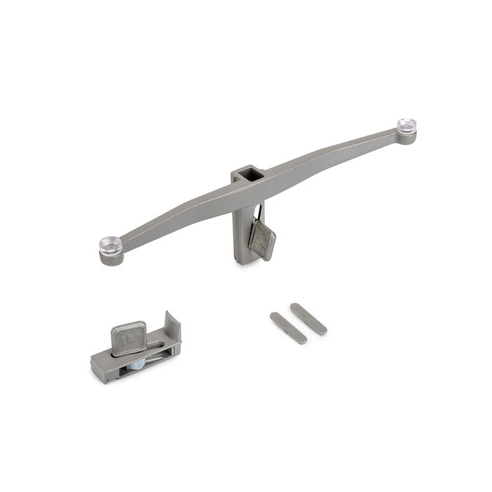 Emuca Lote de soportes para 5 estantes de cristal para la estructura Zero, cristales no incluidos, Zamak, Pintado color gris piedra