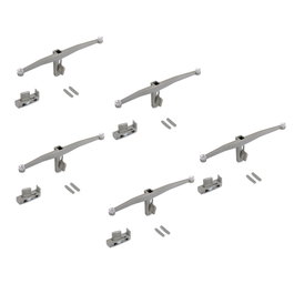 Emuca Lote de soportes para 5 estantes de cristal para la estructura Zero, cristales no incluidos, Zamak, Pintado color gris piedra