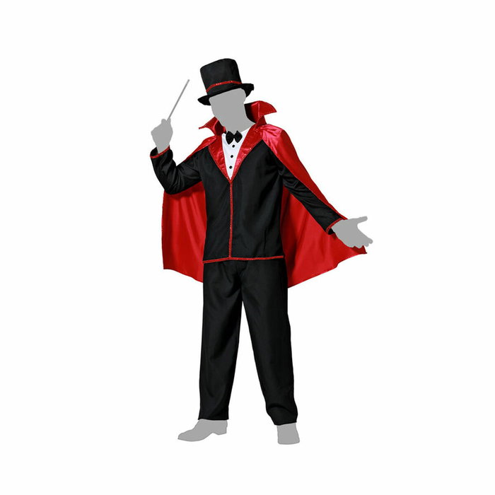 Disfraz Completo de Mago Adulto para Hombre Negro con Capa y Sombrero - Talla XS-S