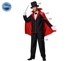 Disfraz Completo de Mago Adulto para Hombre Negro con Capa y Sombrero - Talla XS-S
