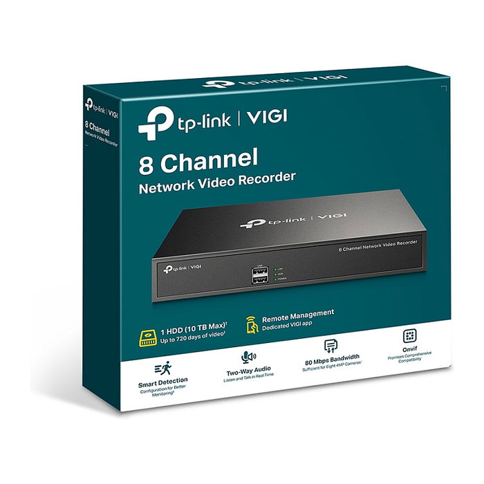 TP-Link VIGI NVR1008H Grabador de Vídeo en Red, 8 Canales, Soporta 1080p, Seguridad