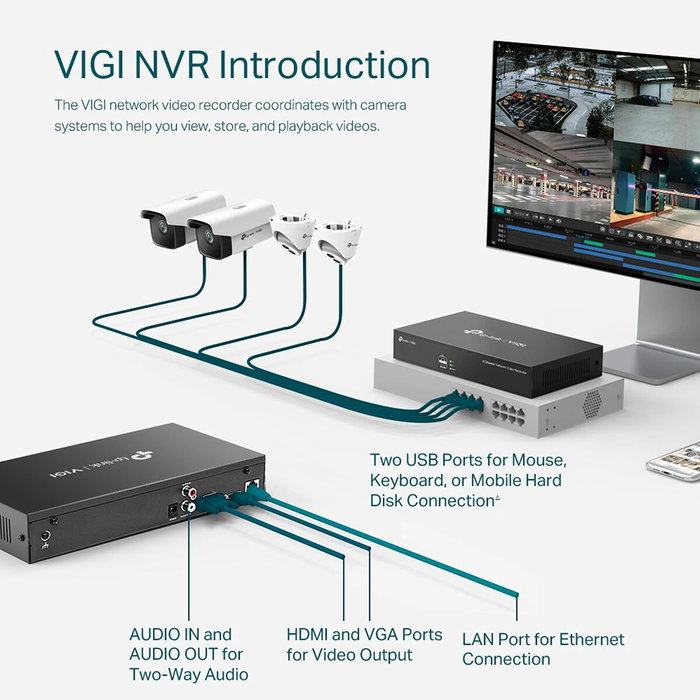 TP-Link VIGI NVR1008H Grabador de Vídeo en Red de 8 Canales