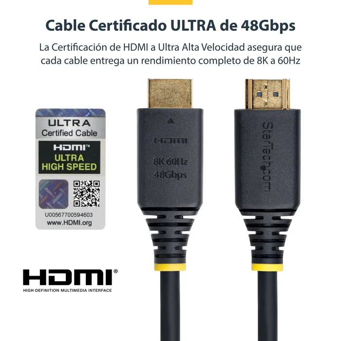 StarTech Cable HDMI 2.1 Certificado Ultra Alta Velocidad 8K60 4K120 48Gbps - 4m Negro - HDMI21-CBL-8K60-4M