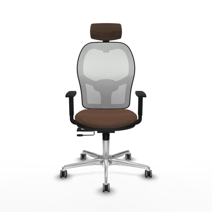 PIQUERAS Y CRESPO Silla de oficina Jorquera con mecanismo Sincro/Traslack, Tela Marrón oscuro y Malla Blanco PIQUERAS Y CRESPO Silla de oficina Jorquera con mecanismo Sincro/Traslack, Tela Marrón oscuro y Malla Blanco
