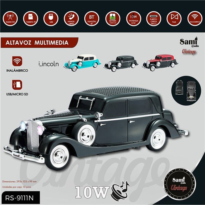 SAMI Altavoz sami vintage "lincoln" negro multimedia 1