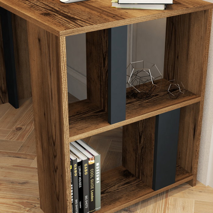 Hanah Home Lima Mesa de Estudio Nogal y Antracita 120x60x75.4 cm Hanah Home Lima Mesa de Estudio Nogal y Antracita 120x60x75.4 cm
