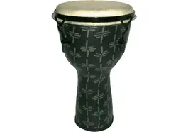 TANGA Djembe 12" Construido En Fibra Color Gris Claro Decorado Con Motivos Abstractos