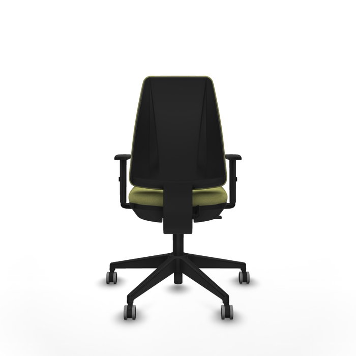 PIQUERAS Y CRESPO Silla de oficina Elche Verde oliva con Base piramidal negra y Brazos 1D