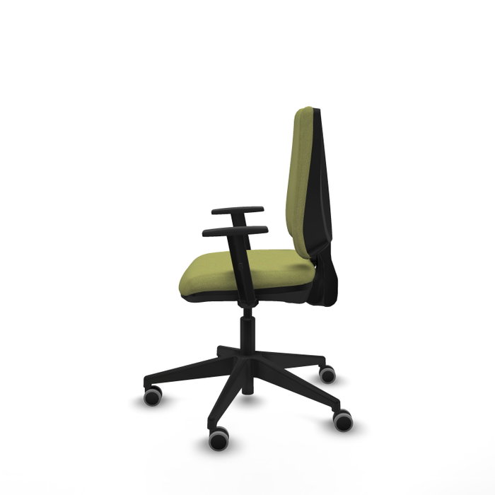 PIQUERAS Y CRESPO Silla de oficina Elche Verde oliva con Base piramidal negra y Brazos 1D