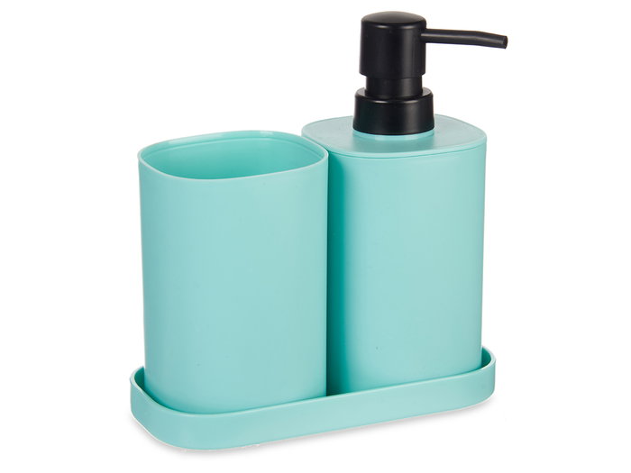 Berilo Set 3 Piezas Baño Plástico Menta (Verde/Negro) 14.5x17x7.5 cm (Set de 12) Berilo Set 3 Piezas Baño Plástico Menta (Verde/Negro) 14.5x17x7.5 cm (Set de 12)