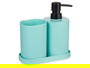 Berilo Set 3 Piezas Baño Plástico Menta (Verde/Negro) 14.5x17x7.5 cm (Set de 12)