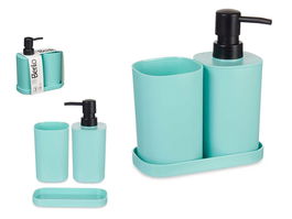 Berilo Set 3 Piezas Baño Plástico Menta (Verde/Negro) 14.5x17x7.5 cm (Set de 12)