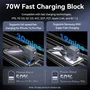 Vention Cargador de Pared GaN 70W con 2xUSB-C, 1xUSB-A y Cable USB-C de 1m