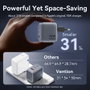 Vention Cargador de pared 70W GaN con cable USB-C 1m, 2 puertos USB-C y USB-A, carga rápida PD PPS