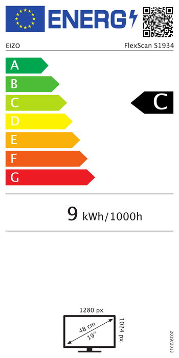 Eizo FlexScan S1934H-BK - Monitor 48.3 cm (19") IPS 5:4, Resolución 1280x1024 (SXGA), 14 ms, Panel LED, Negro, Altura Ajustable, Puerto DVI y DisplayPort
