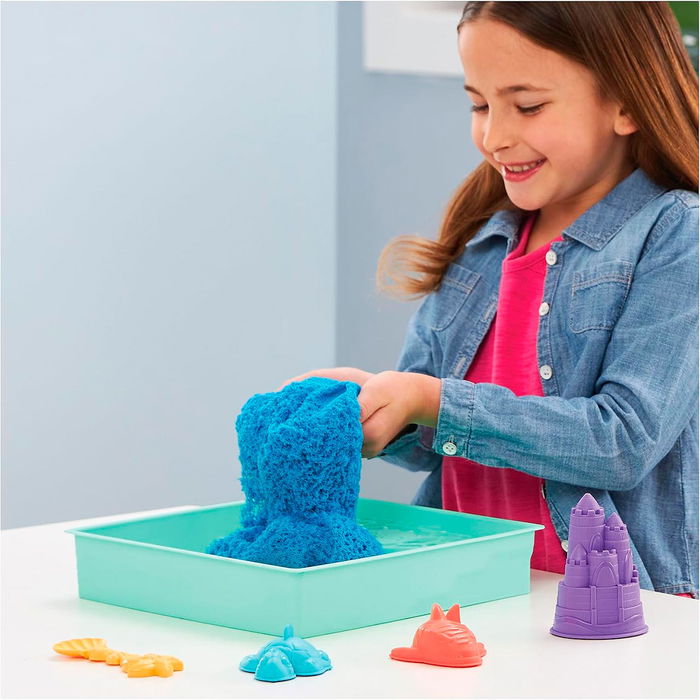 Spin Master Arena Cinética Sandbox Set Azul 6067478 Incluye 450gr de Arena, Moldes y Herramientas