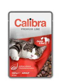 Calibra Cat Pouch Pollo Ternera Caja 24x100 gr Alimento Húmedo para Gatos Adultos con Subproductos Cárnicos