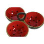 DKD Home Decor Set de 3 Cuencos de Gres Sandía Rojo y Verde, FRUITS 24
