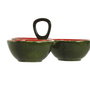 DKD Home Decor Set de 3 Cuencos de Gres Sandía Rojo y Verde, FRUITS 24
