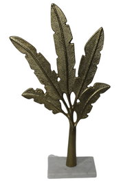 DKD Home Decor Decoración de Palmera en Aluminio y Mármol Dorado