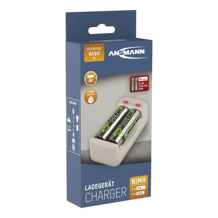 Ansmann Charger Basic II con 2 x AA 1300mAh
