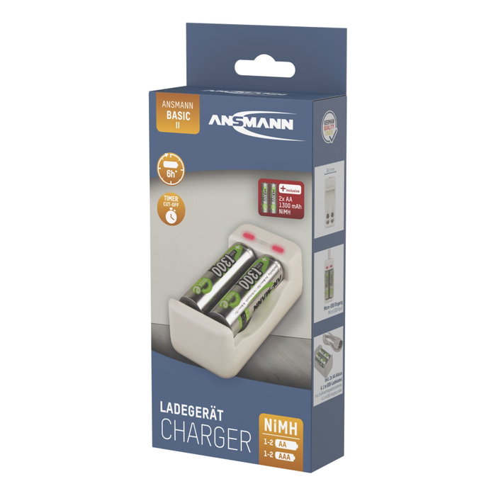 Ansmann Charger Basic II con 2 x AA 1300mAh