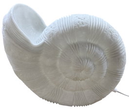 DKD Home Decor Lámpara de Sobremesa Mediterráneo, Arenisca Crudo con Detalle Caracola, Bombilla E14, 26x14x21 cm