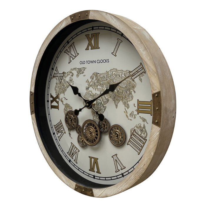 DKD Home Decor Reloj de Pared Abeto y Cristal Blanco y Natural
