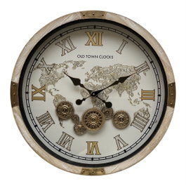DKD Home Decor Reloj de Pared Abeto y Cristal Blanco y Natural