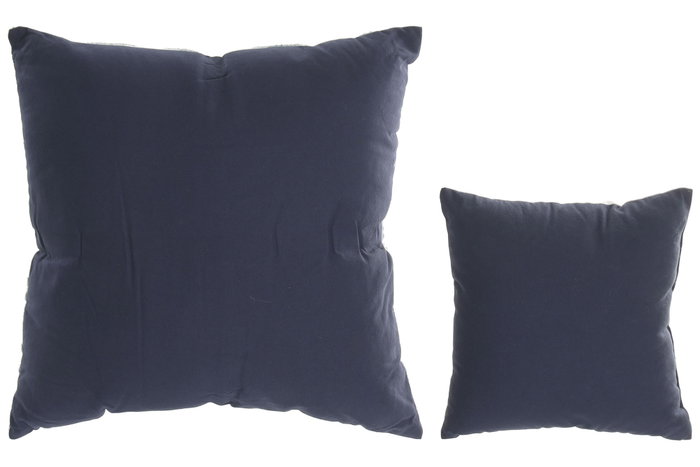 DKD Home Decor Set de 2 Cojines de Algodón Azul y Blanco 50x50 cm