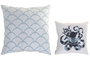 DKD Home Decor Set de 2 Cojines de Algodón Azul y Blanco 50x50 cm