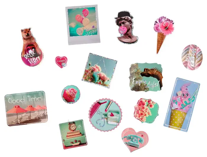 Imaginovo Pegatinas Good Vibes Diseños Surtidos para Ordenador y Decoración, PVC, 145x140 mm