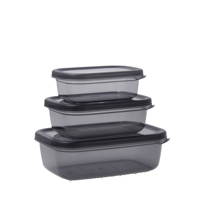 Quid Set de 3 Recipientes Rectangulares City Gris Quid Set de 3 Recipientes Rectangulares City Gris