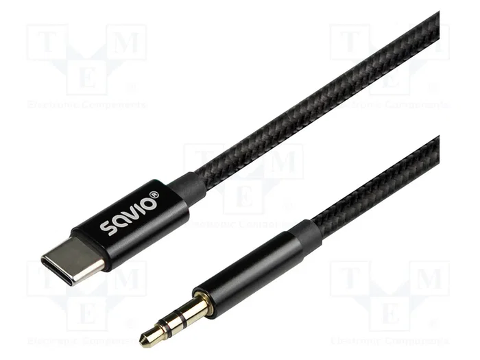 Savio CL-188 Cable USB-C a minijack de 3,5 mm con DAC, 2m, Negro Savio CL-188 Cable USB-C a minijack de 3,5 mm con DAC, 2m, Negro