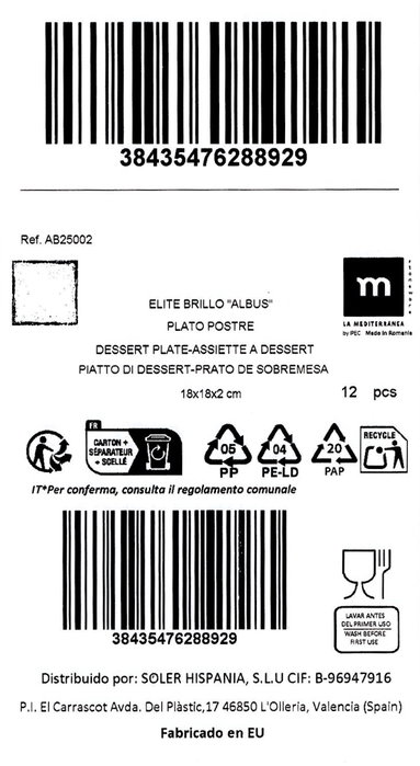 La Mediterranea Plato de Postre Albus Elite Brillo 18x18 cm La Mediterranea Plato de Postre Albus Elite Brillo 18x18 cm