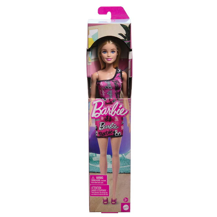 Barbie Muñeca Fashionista Vestido Logotipo Hrh07 Pelo Liso Rubio