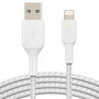 Belkin Cable Lightning a USB-A Trenzado de 15 cm Blanco